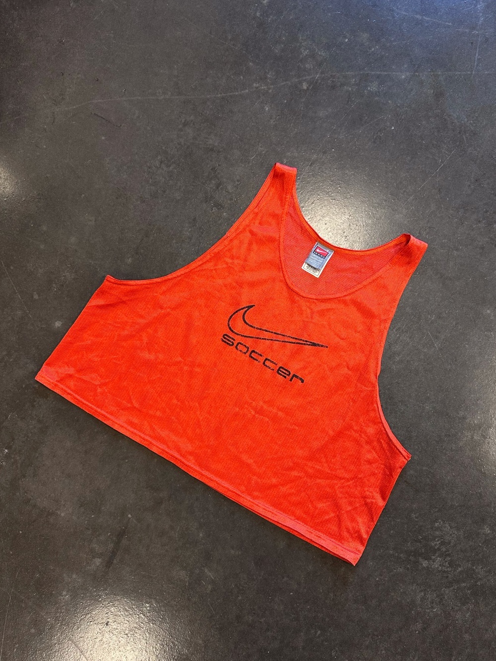90’s nike orange mesh soccer jersey